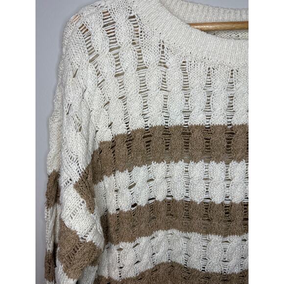 Anthropologie Pilcro NEW Cable Knit Sweater Striped Long Sleeve Size M Oversized - Picture 3 of 8